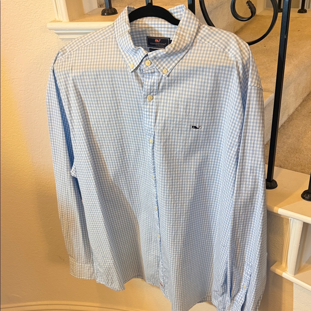 Vineyard Vines Men's Light Blue Checkered Shirt